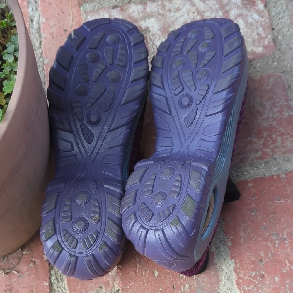 Women's Purple/Black Knit Slip-On Walking Sneakers - Picture 4 of 7